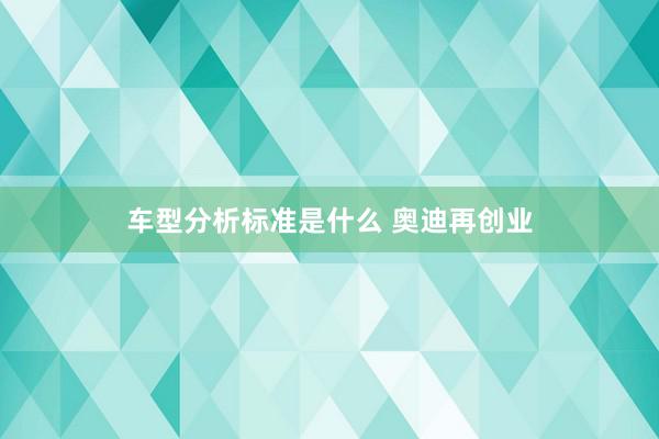 车型分析标准是什么 奥迪再创业