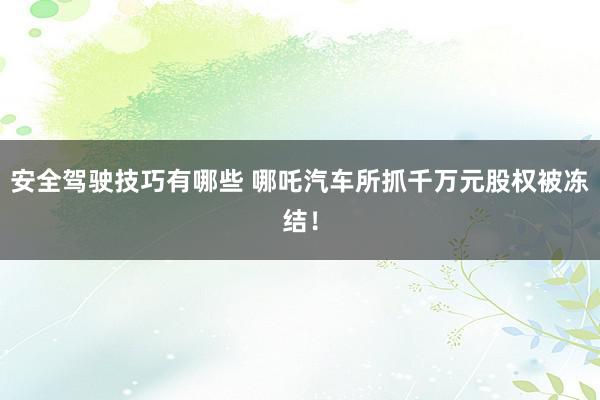 安全驾驶技巧有哪些 哪吒汽车所抓千万元股权被冻结！