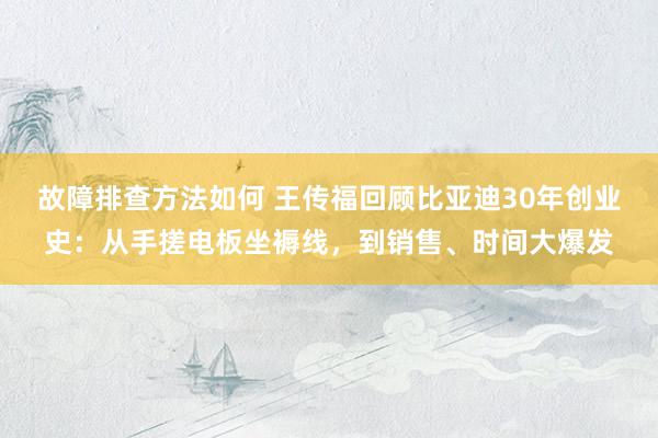 故障排查方法如何 王传福回顾比亚迪30年创业史：从手搓电板坐褥线，到销售、时间大爆发