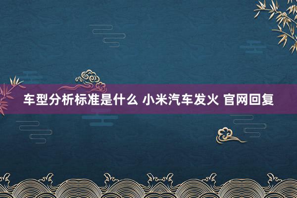 车型分析标准是什么 小米汽车发火 官网回复