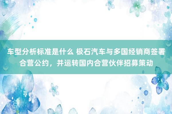 车型分析标准是什么 极石汽车与多国经销商签署合营公约，并运转国内合营伙伴招募策动