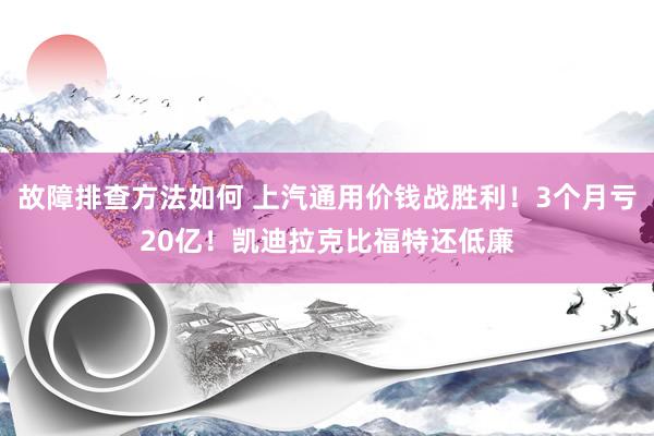 故障排查方法如何 上汽通用价钱战胜利！3个月亏20亿！凯迪拉克比福特还低廉