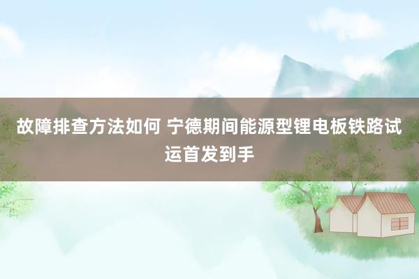 故障排查方法如何 宁德期间能源型锂电板铁路试运首发到手