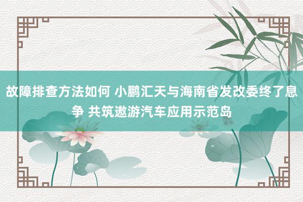 故障排查方法如何 小鹏汇天与海南省发改委终了息争 共筑遨游汽车应用示范岛