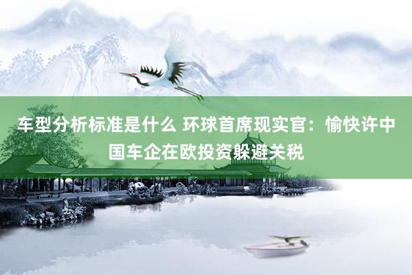 车型分析标准是什么 环球首席现实官：愉快许中国车企在欧投资躲避关税