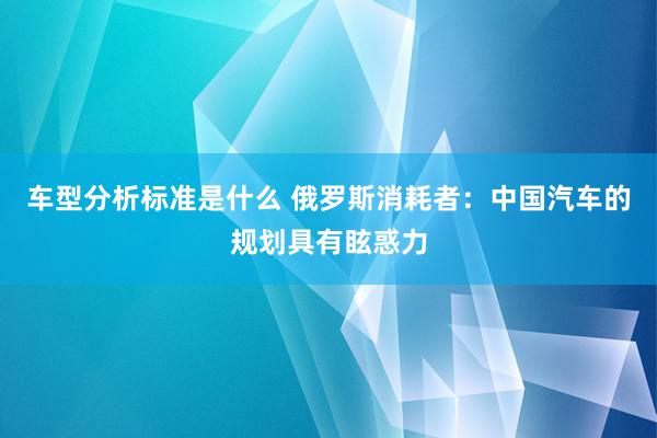 车型分析标准是什么 俄罗斯消耗者：中国汽车的规划具有眩惑力